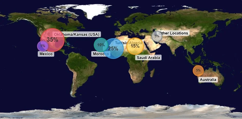 Global Distribution of Barite Rose Formations-min