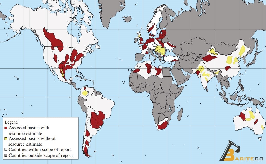Map of 48 major shale basins in 32 countries